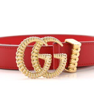 GUCCI Marmot Logo Belt - Red